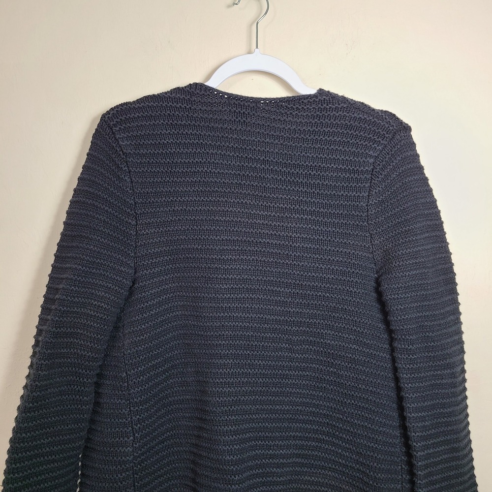 Old Navy Black Chunky Ribbed Knit Cardigan M Longline Old Minimalist Scandi Noir - Picture 7 of 8